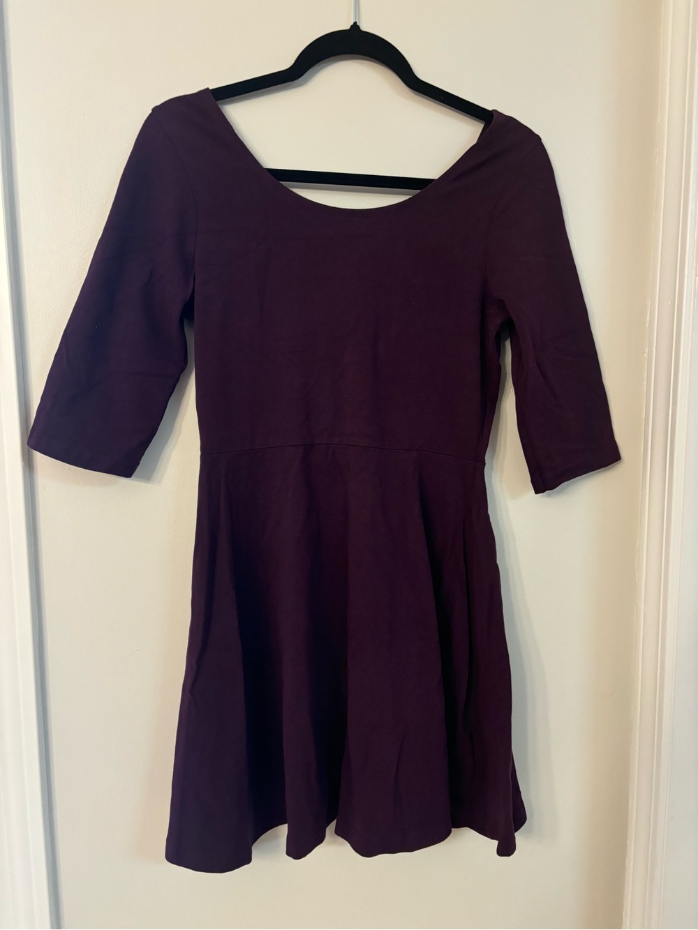 Express Scoop Neck Fit & Flare Dress in Deep Plum